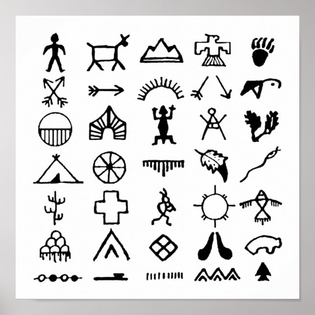 Indische amerikanische Bildsymbole Poster (Vorne)