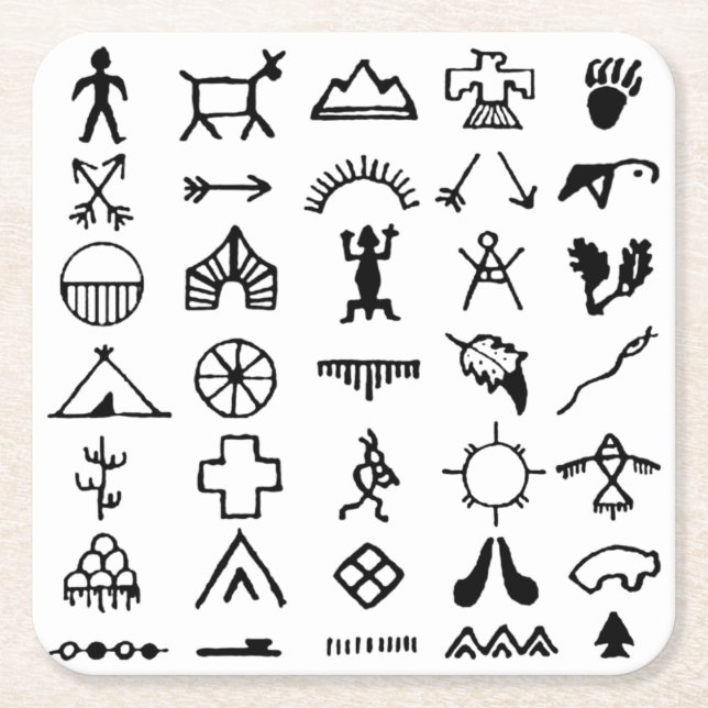 Indische amerikanische Bildsymbole Rechteckiger Pappuntersetzer (Vorderseite)