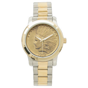 Indische amerikanische Goldmünze Armbanduhr