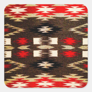 Indische amerikanische Stammesdesign-Print Quadratischer Aufkleber