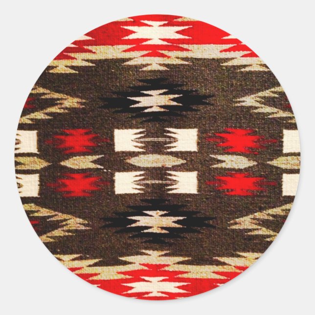 Indische amerikanische Stammesdesign-Print Runder Aufkleber (Vorderseite)