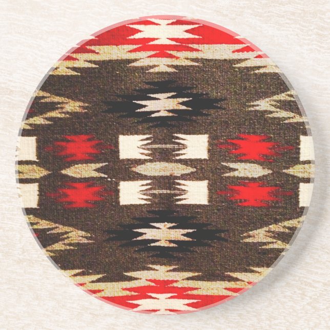 Indische amerikanische Stammesdesign-Printwerbung Sandstein Untersetzer (Vorne)