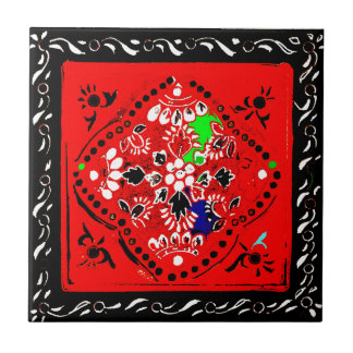 Indische Art Rote/Schwarz-Blumenfliese Fliese