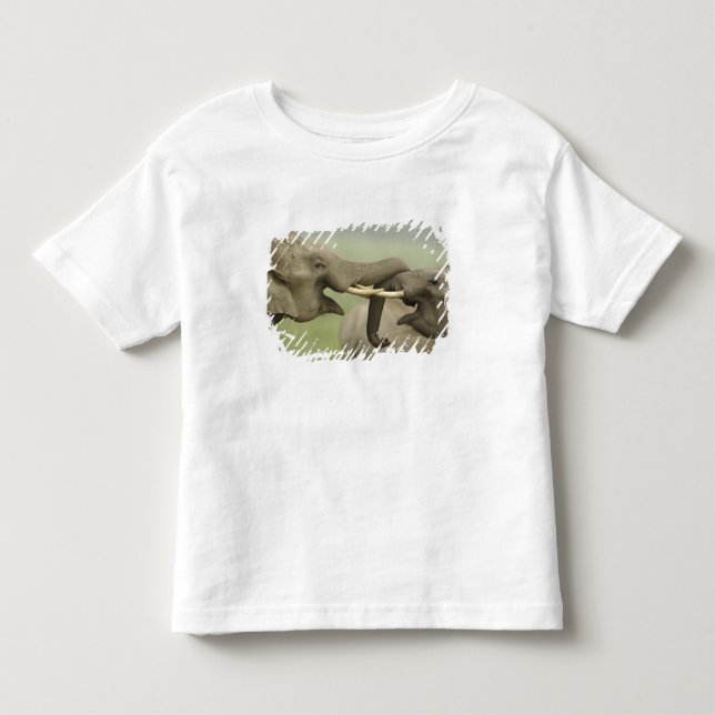 Indische asiatische Elefanten kämpfen Kleinkind T-shirt (Vorderseite)