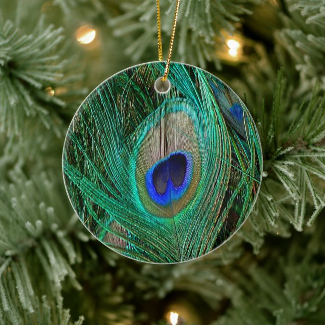 Indische blaue Pfau-Feder Keramik Ornament (Baum)