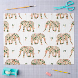 Indische Blumen-Paisley-Ornament-Elefanten Seidenpapier