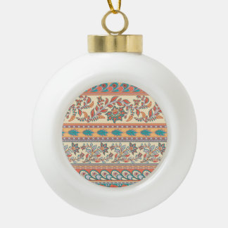 Indische Blumengrenzen Nahtloses Muster Keramik Kugel-Ornament