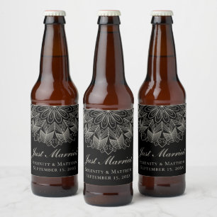 Indische Boho-Schwarze Hochzeit Gerade Verheiratet Bierflaschenetikett