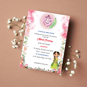 Indische Braut Mehndi-Zeremonie Ganesha Floral Einladung