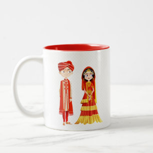 Indische Braut-u. Bräutigam-Kaffee-Tasse Zweifarbige Tasse