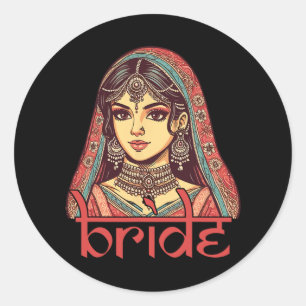 Indische Braut zu sein Dulhan Desi Bridal Wedding  Runder Aufkleber