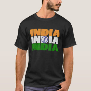 Indische Cricket-Fahne mit indischem CricketBall-T T-Shirt