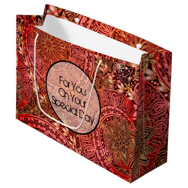 Indische Druck-Geschenk-Tasche Große Geschenktüte (Vorderseite Schrägansicht)