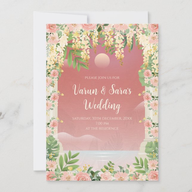 Indische Einladung indische Hochzeitskarte (Vorderseite)