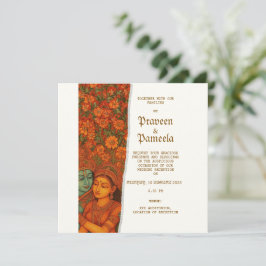 Indische Einladung mit Radhakrishna-Muralmalerei