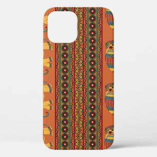 Indische Elefanten, Orange Traditional Seamless. Case-Mate iPhone Hülle