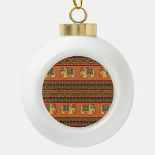 Indische Elefanten, Orange Traditional Seamless. Keramik Kugel-Ornament