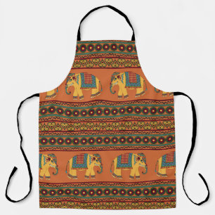 Indische Elefanten, Orange Traditionelles Nahtlose Schürze