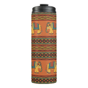 Indische Elefanten, Orange Traditionelles Nahtlose Thermosbecher