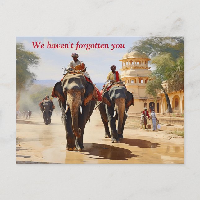 Indische Elefantenführer Ölmalerei Postkarte (Vorderseite)