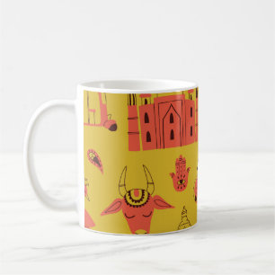 Indische Elemente, handgezeichnet vintage. Kaffeetasse