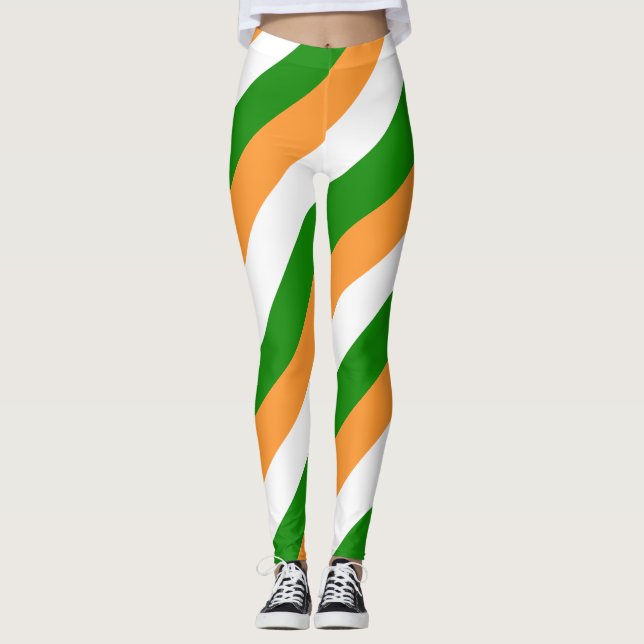 Indische Farben für die Flagge - Diagonal gestreif Leggings (Vorderseite)
