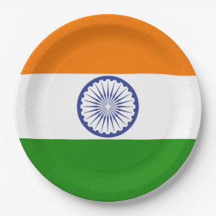 Indische Flagge Ashoka Chakra Pappteller