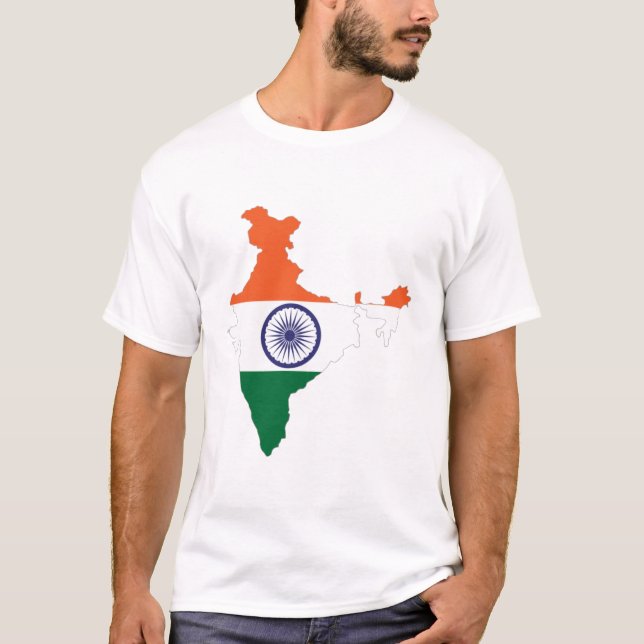 Indische Flagge auf der Karte T-Shirt (Vorderseite)