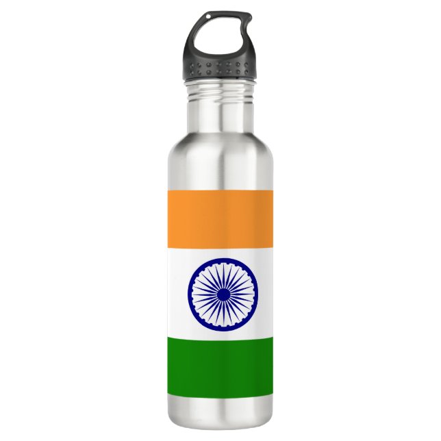 Indische Flagge Edelstahlflasche (Vorderseite)