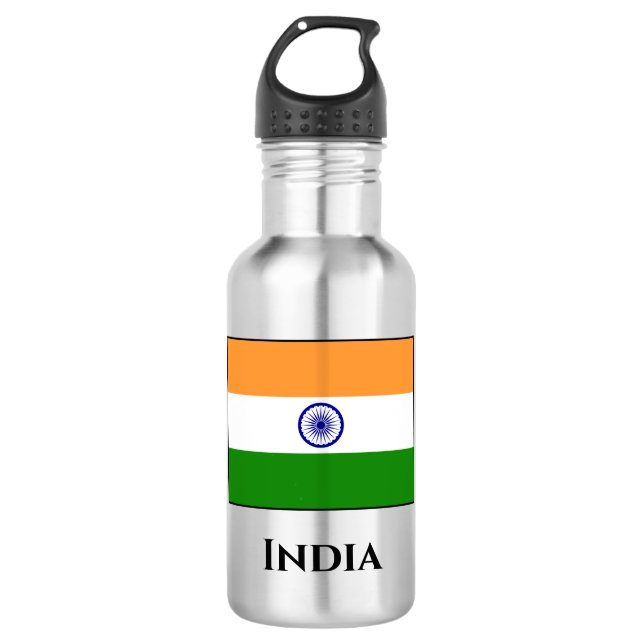 Indische Flagge Edelstahlflasche (Vorderseite)