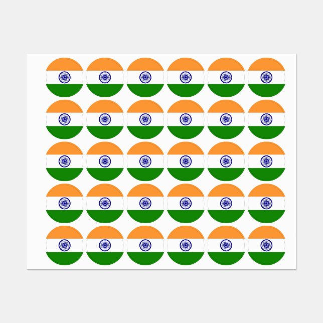 Indische Flagge Etiketten (Blatt)