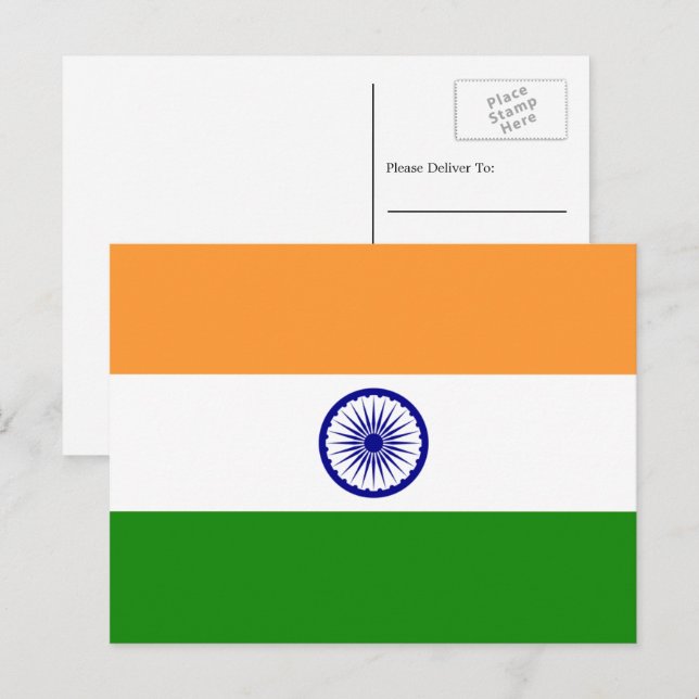 Indische Flagge, Flagge Indiens Postkarte (Vorne/Hinten)