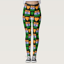 Indische Flagge Herzmuster Niedliche patentierte i Leggings