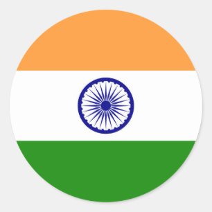 Indische Flagge - Hochwertiges Bild Runder Aufkleber