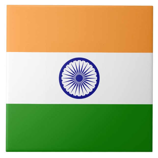 Indische Flagge (Indien) (Südasien) (Bharat) Fliese (Vorderseite)