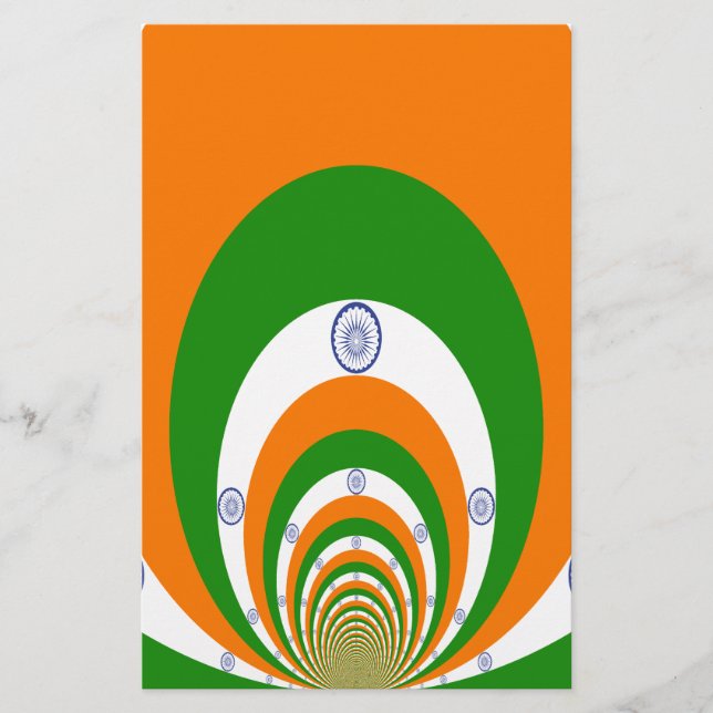 Indische Flagge Kaleidoskop: Endlose Einheit & Pat Briefpapier (Vorderseite)