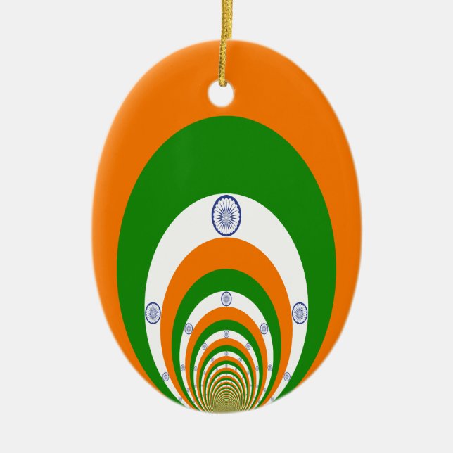 Indische Flagge Kaleidoskop: Endlose Einheit & Pat Keramik Ornament (Vorne)