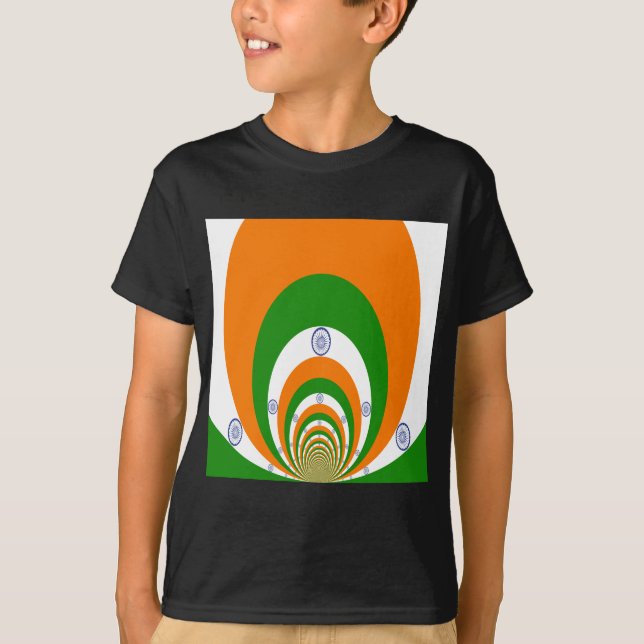 Indische Flagge Kaleidoskop: Endlose Einheit & Pat T-Shirt (Vorderseite)