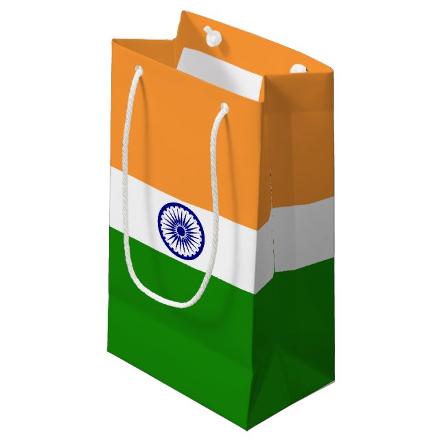 Indische Flagge Kleine Geschenktüte (Vorderseite Schrägansicht)
