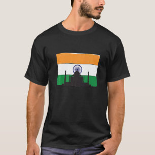 Indische Flagge mit Taj Mahal Skyline aus Asien T-Shirt
