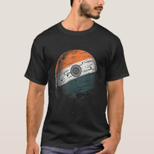 Indische Flagge Moon Patriotic Indien Nationalstol T-Shirt