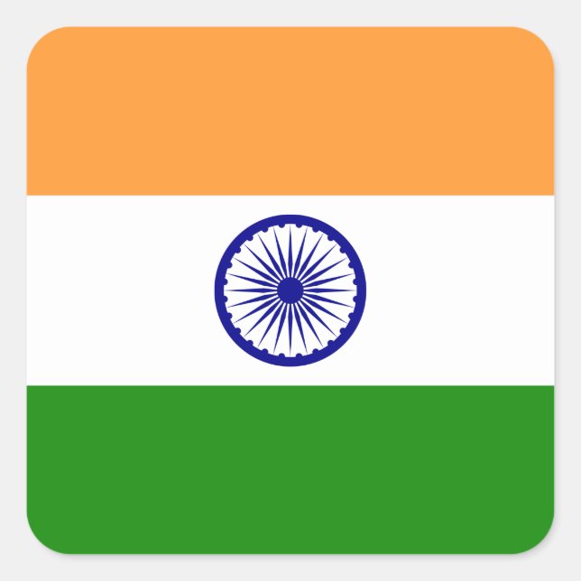Indische Flagge Quadratischer Aufkleber (Vorderseite)