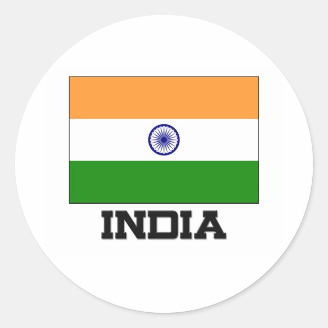 Indische Flagge Runder Aufkleber (Vorderseite)
