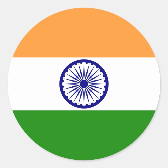 Indische Flagge Runder Aufkleber (Vorderseite)
