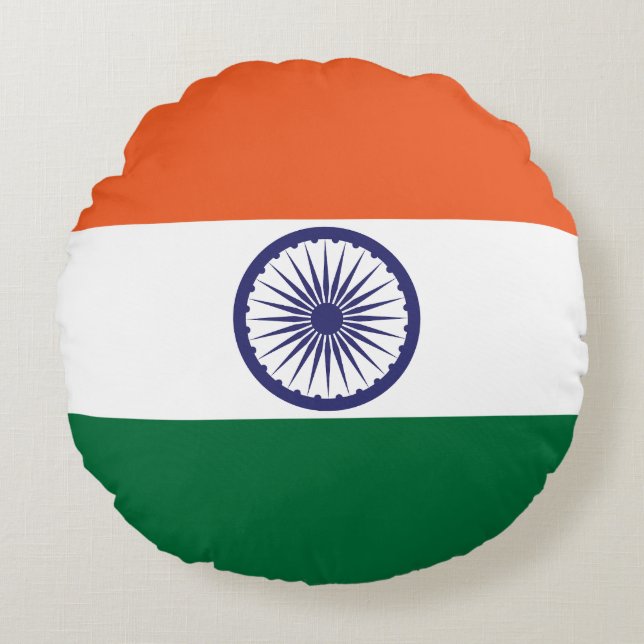 Indische Flagge Rundes Kissen (Vorderseite)