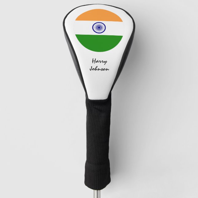 Indische Flagge und Mit Monogramm Golfplätze Golf Headcover (Vorderseite)