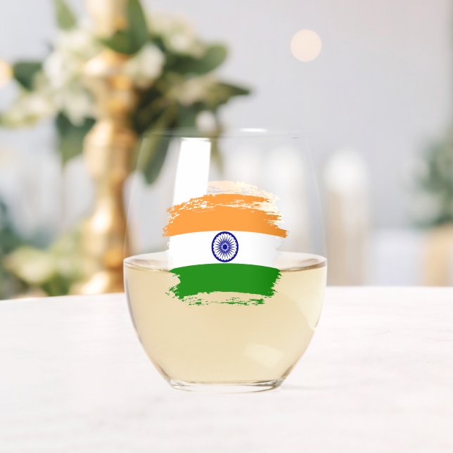 Indische Flagge Weinglas Ohne Stiel (Insitu (Hochzeit))