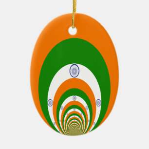 Indische Flaggenfarben Kaleidoskop Keramik Ornament