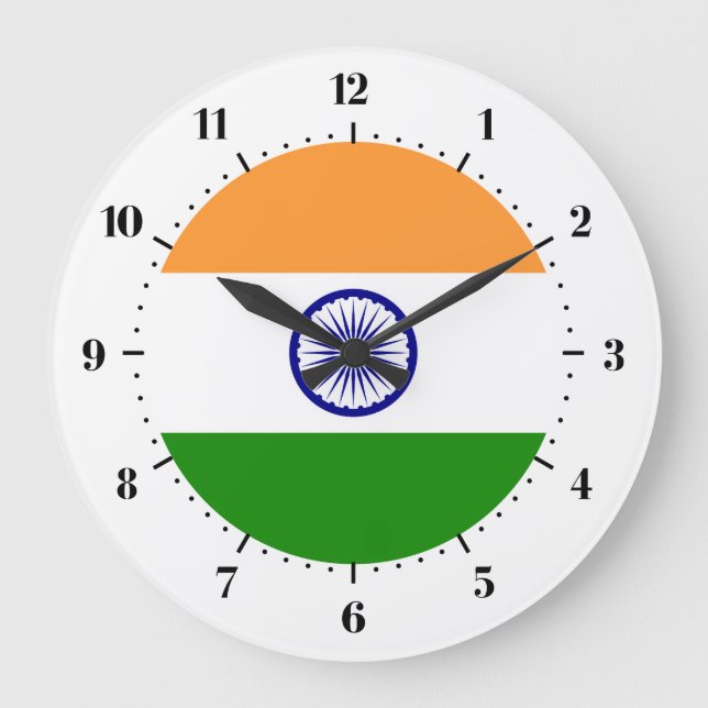 Indische Flaggenuhren Große Wanduhr (Vorderseite)