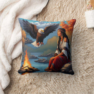 Indische Frau von Campfire, Adler Kissen